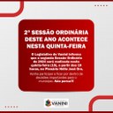 2ª SESSÃO ORDINÁRIA DESTE ANO ACONTECE HOJE