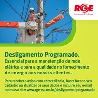 RECEBA OS AVISOS DE DESLIGAMENTOS PROGRAMADOS DA RGE