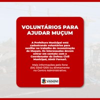 VOLUNTÁRIOS PARA AJUDAR MUÇUM